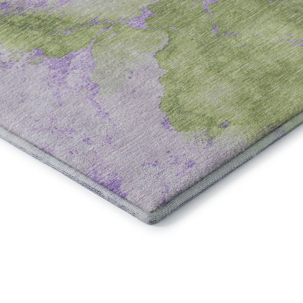 HomeRoots 5' X 8' Artichoke Green & Lavender Abstract Washable Area Rug - Durable, Stylish & UV Protected! 701487