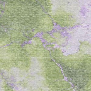 HomeRoots 5' X 8' Artichoke Green & Lavender Abstract Washable Area Rug - Durable, Stylish & UV Protected! 701487