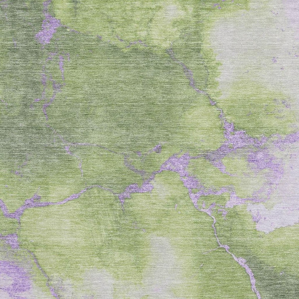 HomeRoots 9' X 12' Modern Abstract Artichoke Green & Lavender Washable Area Rug with UV Protection, Soft Feel 701490