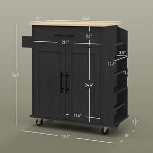 English Elm Homcom Mobile Kitchen Island With Ac Outlets, Storage & Spice Rack - Perfect For Small Spaces! W2225P200733