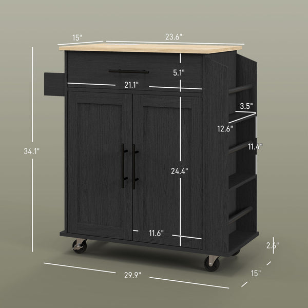 English Elm Homcom Mobile Kitchen Island With Ac Outlets, Storage & Spice Rack - Perfect For Small Spaces! W2225P200733