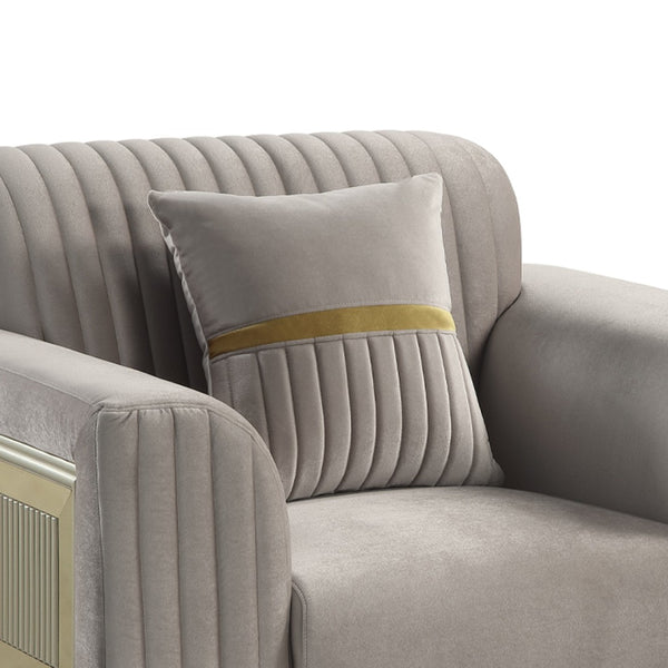 English Elm Antigua Glam Accent Chair with Bold Gold Trim and Plush Foam Seating for Modern Spaces Taupe+Gold B009P417481
