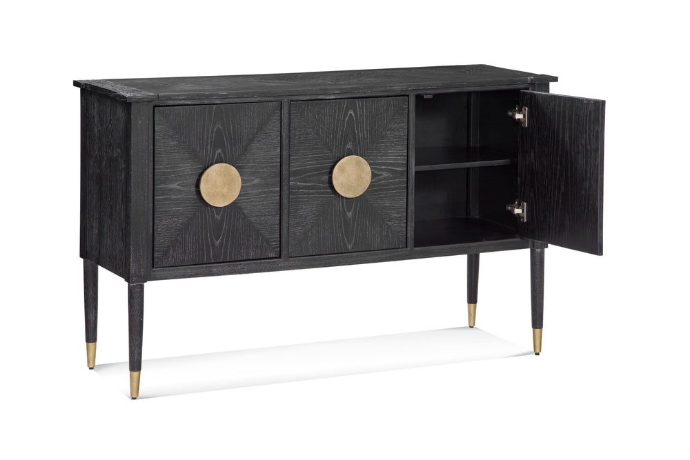 Basset Mirror Jensen Console Table - Modern Glam Design With Gold Accents, Ample Storage & Elegant Finish Black Veneer,Mdf,Rubber Wood 7015-lr-400