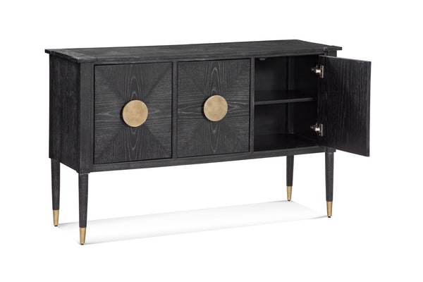 Basset Mirror Jensen Console Table - Modern Glam Design With Gold Accents, Ample Storage & Elegant Finish Black Veneer,Mdf,Rubber Wood 7015-lr-400