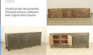 Lilys Antique Wide Sideboard Distressed Black Lacquer (Size And Finish Vary Approx 80"-90" Long) 7015-BL