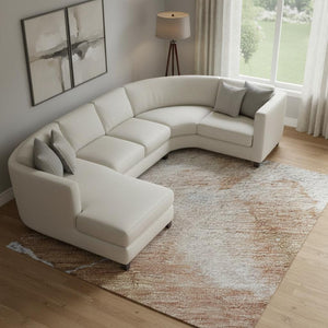 HomeRoots 10' X 14' Stylish Terra Cotta & Blue Abstract Washable Area Rug with UV Protection & Stain Resistance 701509
