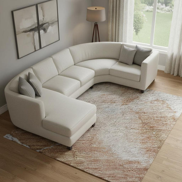 HomeRoots 10' X 14' Stylish Terra Cotta & Blue Abstract Washable Area Rug with UV Protection & Stain Resistance 701509