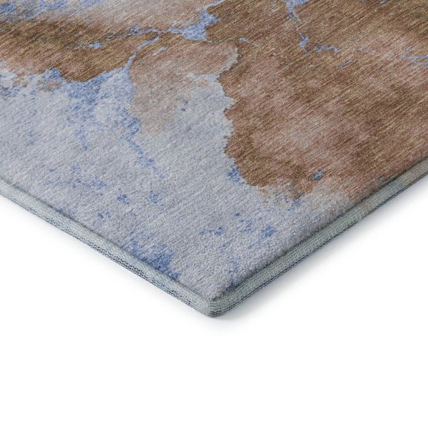 HomeRoots 10' X 14' Stylish Terra Cotta & Blue Abstract Washable Area Rug with UV Protection & Stain Resistance 701509