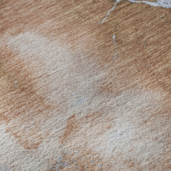 HomeRoots 10' X 14' Stylish Terra Cotta & Blue Abstract Washable Area Rug with UV Protection & Stain Resistance 701509
