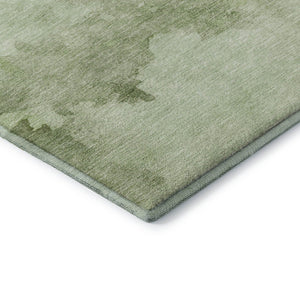 HomeRoots 8' x 10' Artichoke Green & Ivory Abstract Washable Area Rug - Durable, UV Resistant & Stylish Design 701513