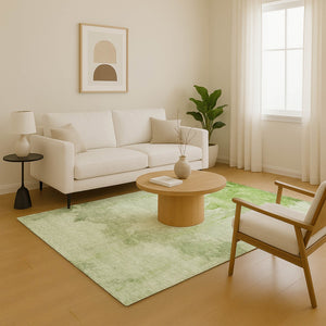 HomeRoots 8' x 10' Artichoke Green & Ivory Abstract Washable Area Rug - Durable, UV Resistant & Stylish Design 701513