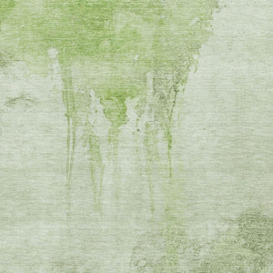HomeRoots 8' x 10' Artichoke Green & Ivory Abstract Washable Area Rug - Durable, UV Resistant & Stylish Design 701513