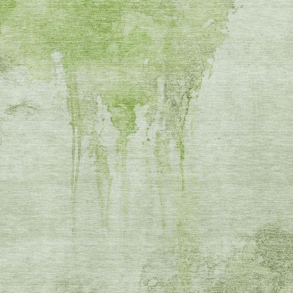 HomeRoots 8' x 10' Artichoke Green & Ivory Abstract Washable Area Rug - Durable, UV Resistant & Stylish Design 701513