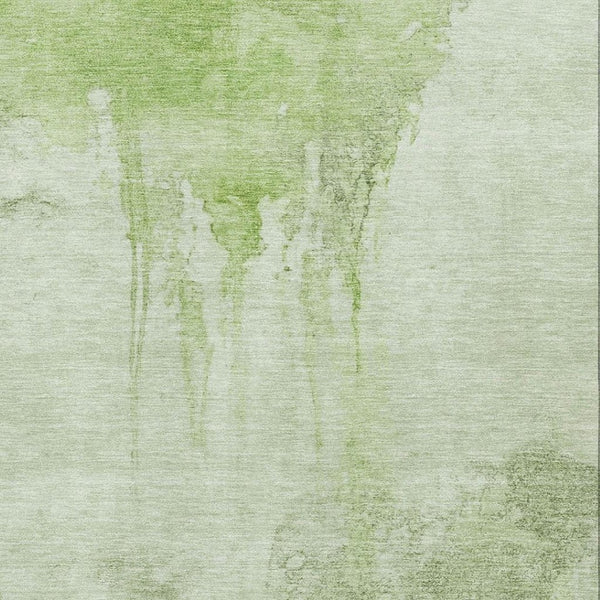 HomeRoots 9' X 12' Artichoke Green Abstract Area Rug - Washable, UV-Protected, Soft & Stain-Resistant Design 701514