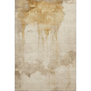 HomeRoots 10' X 14' Gold And Beige Abstract Area Rug - Durable, Washable, UV-Protected for Modern Homes 701521
