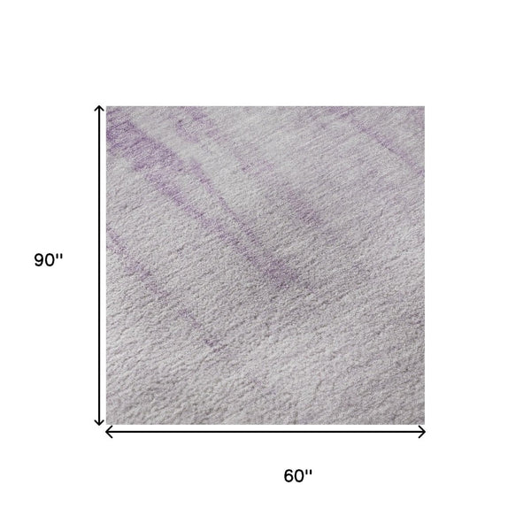 HomeRoots 5' X 8' Modern Lavender & Purple Abstract Area Rug - Washable, UV-Protected, Stain-Resistant Comfort 701523