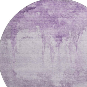 HomeRoots 8' Lavender & Purple Abstract Washable Round Rug - UV Protected, Stain Resistant, Non-Slip Backing 701524