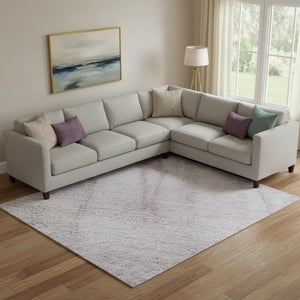 HomeRoots 10' X 14' Modern Lavender & Purple Abstract Washable Area Rug with UV Protection & Stain Resistance 701527