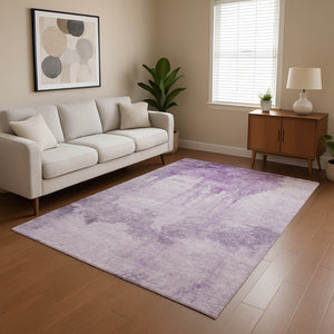 HomeRoots 10' X 14' Modern Lavender & Purple Abstract Washable Area Rug with UV Protection & Stain Resistance 701527