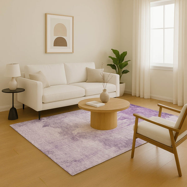 HomeRoots 10' X 14' Modern Lavender & Purple Abstract Washable Area Rug with UV Protection & Stain Resistance 701527