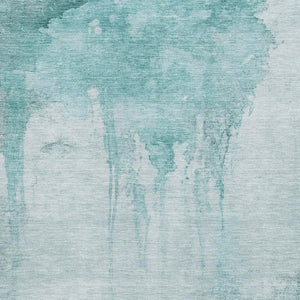 HomeRoots 8' X 10' Teal & Aqua Abstract Washable Area Rug - UV Protected, Stain-Resistant, Modern Design! 701531