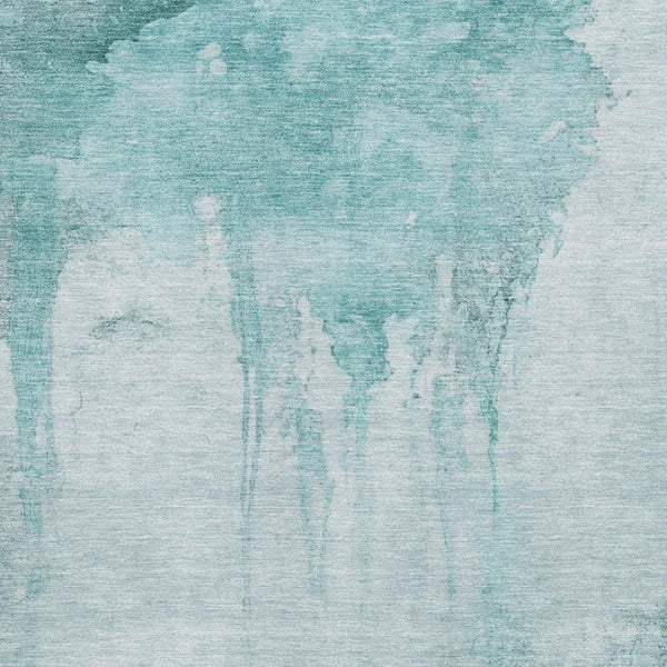 HomeRoots 8' X 10' Teal & Aqua Abstract Washable Area Rug - UV Protected, Stain-Resistant, Modern Design! 701531