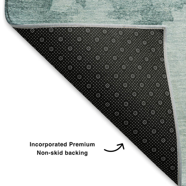 HomeRoots 10' X 14' Teal And Aqua Abstract Washable Area Rug - Stylish, Durable & UV-Protected for Any Space 701533