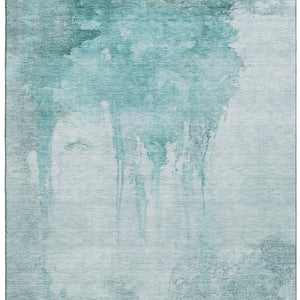HomeRoots 10' X 14' Teal And Aqua Abstract Washable Area Rug - Stylish, Durable & UV-Protected for Any Space 701533