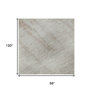 HomeRoots 8' X 10' Taupe and Beige Abstract Washable Area Rug with UV Protection for Modern Homes & Families 701537