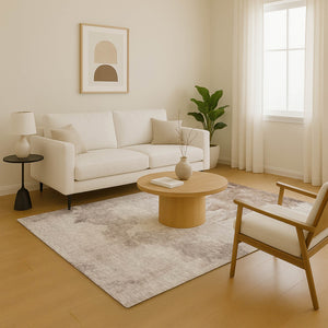 HomeRoots 9' X 12' Abstract Washable Area Rug in Taupe & Beige – Durable, UV-Protected & Family-Friendly Design 701538