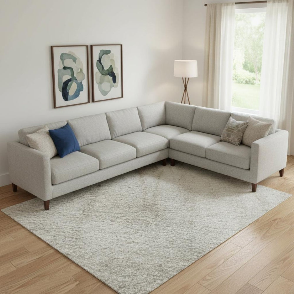 HomeRoots 9' X 12' Abstract Washable Area Rug in Taupe & Beige – Durable, UV-Protected & Family-Friendly Design 701538