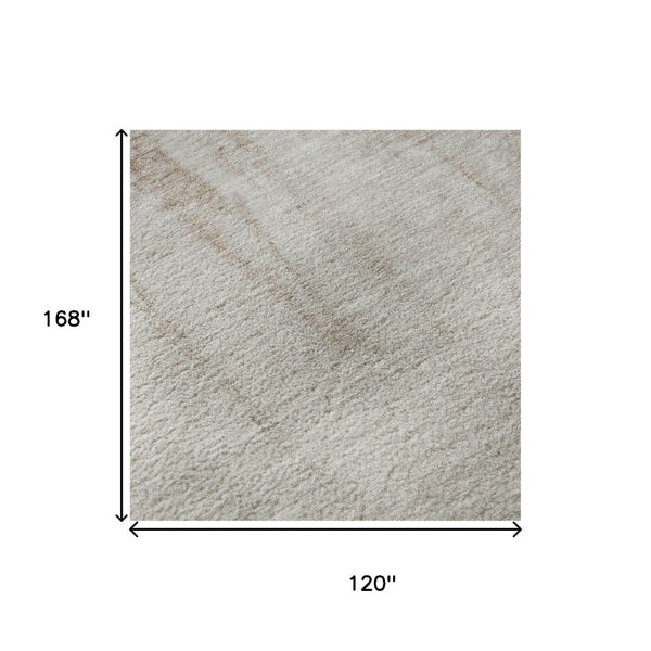 HomeRoots 10' X 14' Taupe & Beige Abstract Washable Area Rug – UV Protected, Stain Resistant, Stylish & Soft! 701539