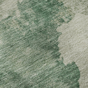 HomeRoots 5' X 8' Vibrant Emerald and Gold Abstract Washable Area Rug with UV Protection for Modern Homes 701541