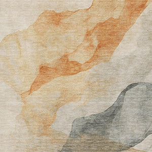 HomeRoots 5' X 8' Abstract Orange, Gray & Silver Washable Area Rug - UV Protected for Living Spaces & Style 701547