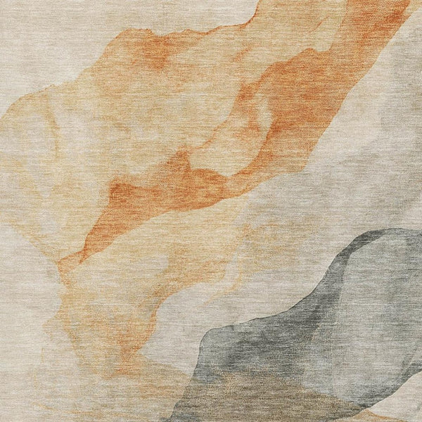 HomeRoots 5' X 8' Abstract Orange, Gray & Silver Washable Area Rug - UV Protected for Living Spaces & Style 701547