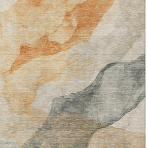 HomeRoots 8' X 10' Vibrant Orange and Gray Abstract Area Rug - Washable, UV-Protected, Non-Slip Design! 701549