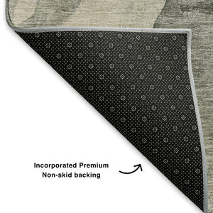 HomeRoots 9' X 12' Stylish Orange, Gray & Silver Abstract Area Rug - Washable, Stain-Resistant & UV Protected! 701550