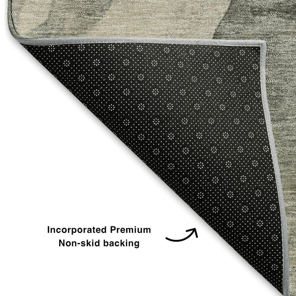 HomeRoots 9' X 12' Stylish Orange, Gray & Silver Abstract Area Rug - Washable, Stain-Resistant & UV Protected! 701550
