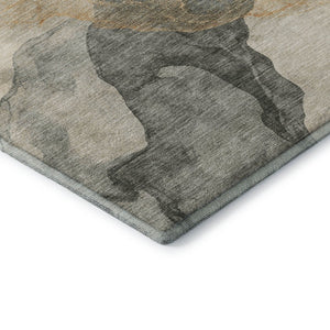 HomeRoots 9' X 12' Stylish Orange, Gray & Silver Abstract Area Rug - Washable, Stain-Resistant & UV Protected! 701550