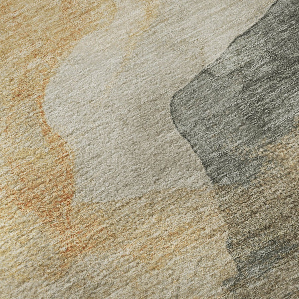 HomeRoots 10' X 14' Abstract Washable Area Rug in Vibrant Orange, Gray & Silver – UV Protected, Durable & Stylish! 701551