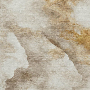 HomeRoots 5' X 8' Beige Gold and Ivory Abstract Washable Area Rug with UV Protection for Modern Homes 701565