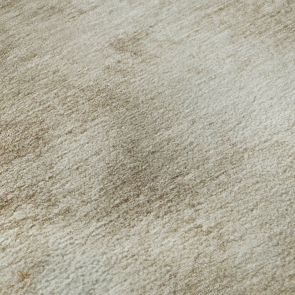 HomeRoots 8' Beige Gold and Ivory Abstract Machine-Washable Round Rug with UV Protection for Family Spaces 701566