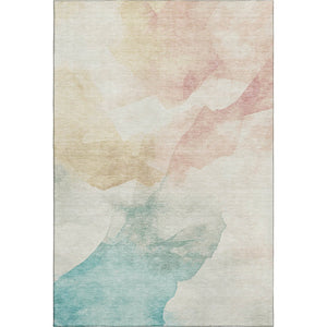 HomeRoots 8' X 10' Pearl Teal and Ivory Abstract Area Rug – Washable, UV-Protected, Family-Friendly Style! 701573