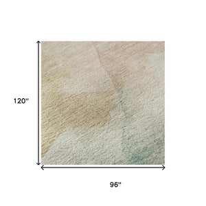 HomeRoots 8' X 10' Pearl Teal and Ivory Abstract Area Rug – Washable, UV-Protected, Family-Friendly Style! 701573