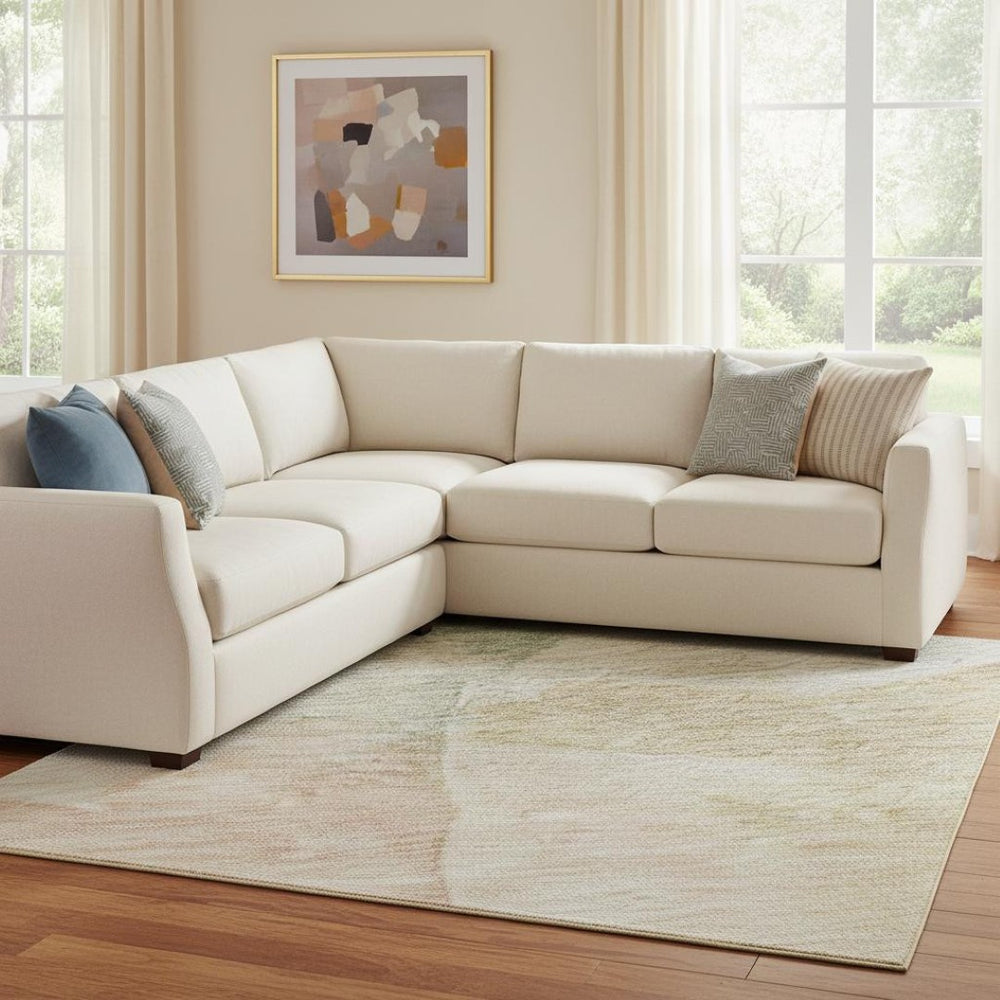 HomeRoots 8' X 10' Pearl Teal and Ivory Abstract Area Rug – Washable, UV-Protected, Family-Friendly Style! 701573
