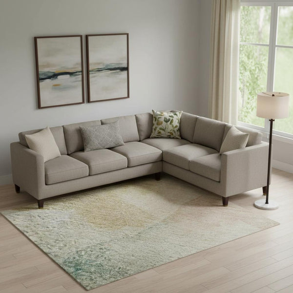HomeRoots 9' X 12' Pearl Teal Abstract Area Rug – Washable, UV-Protected, Durable Design for Family Spaces 701574