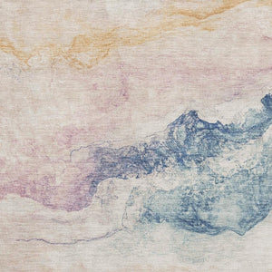 HomeRoots 5' X 8' Pearl Blue And Lavender Abstract Area Rug – Stylish, Washable, UV-Protected & Kid-Friendly! 701583