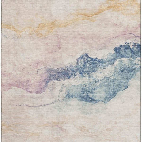 HomeRoots 5' X 8' Pearl Blue And Lavender Abstract Area Rug – Stylish, Washable, UV-Protected & Kid-Friendly! 701583