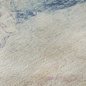 HomeRoots 8' Pearl Blue & Lavender Abstract Round Rug - Washable, UV Protected, Ideal for Homes with Kids & Pets 701584