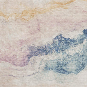 HomeRoots 8' X 10' Pearl Blue & Lavender Abstract Area Rug - Stylish, Washable, UV-Protected for Busy Homes 701585
